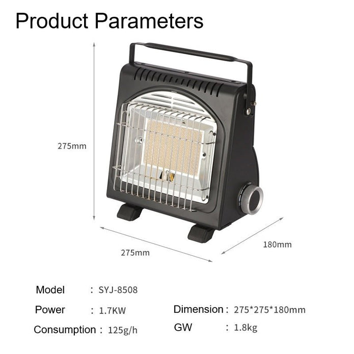 AMZ 1700W 2-in-1 Portable Outdoor Camping Butane Gas Heater Stove Steel Iron Aluminium Metal Manual Application for Travel - Image 7