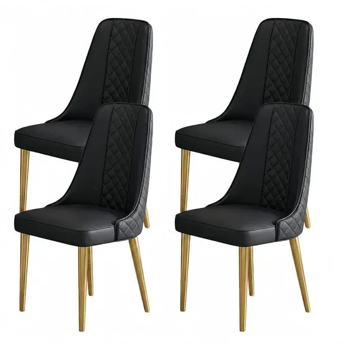 VELLUTO Golden Frame Mid Century Modern Dining Chair Faux Leather Side Chair Upholstered Dining Chairs Set of 2