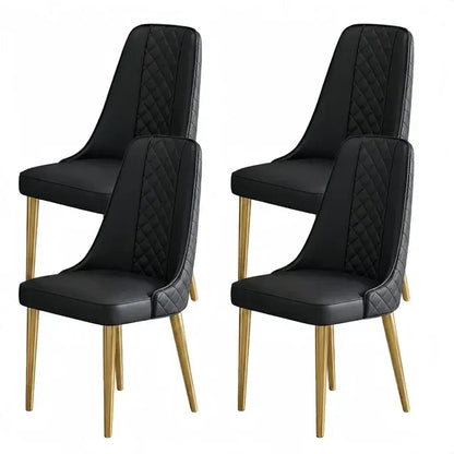 VELLUTO Golden Frame Mid Century Modern Dining Chair Faux Leather Side Chair Upholstered Dining Chairs Set of 2
