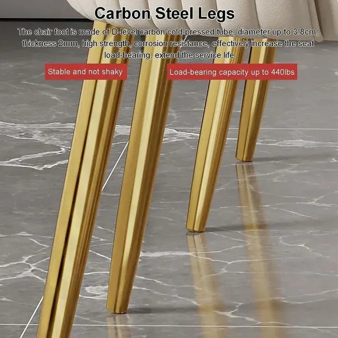 VELLUTO Golden Frame Mid Century Modern Dining Chair Faux Leather Side Chair Upholstered Dining Chairs Set of 2  - Image 3