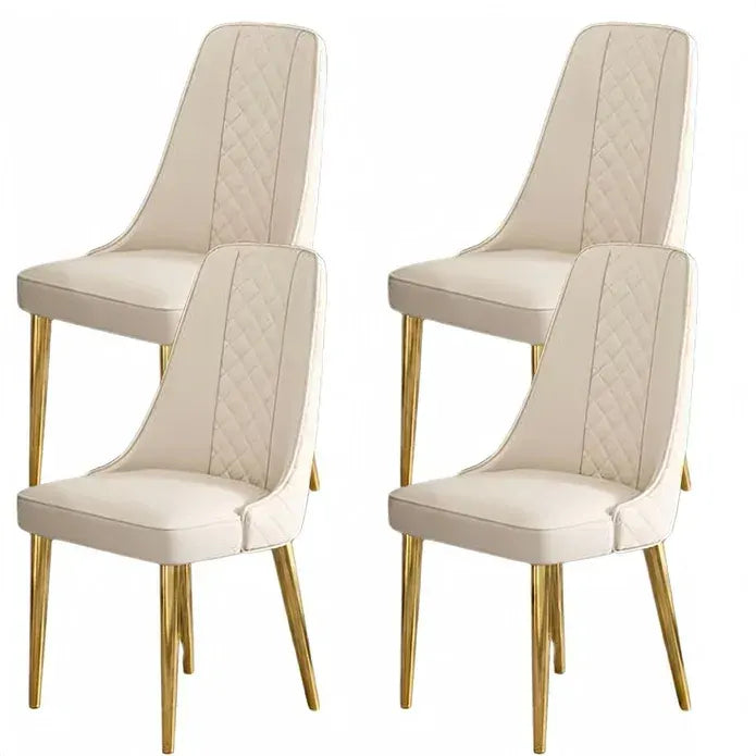 VELLUTO Golden Frame Mid Century Modern Dining Chair Faux Leather Side Chair Upholstered Dining Chairs Set of 2