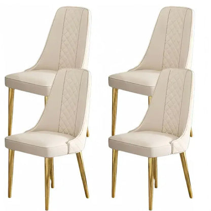 VELLUTO Golden Frame Mid Century Modern Dining Chair Faux Leather Side Chair Upholstered Dining Chairs Set of 2