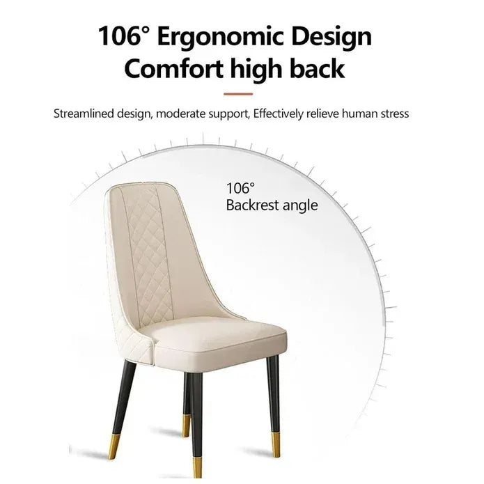 VELLUTO Golden Frame Mid Century Modern Dining Chair Faux Leather Side Chair Upholstered Dining Chairs Set of 2  - Image 2