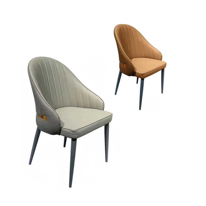 VELLUTO Dining Chairs Set Armchairs Mid Century Modern Kitchen Dining Room Chairs Faux Leather Accent Chairs Metal Vanity Lounge Chair with Back for Living Room Bedrooms  Set of 2 (Brown) - Image 3