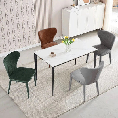 VELLUTO Modern Kitchen Dining Room Chairs Faux Leather Flannel Accent Chairs Metal Vanity Lounge Chair with Back for Living Room Set of 2(Brown) - Image 2