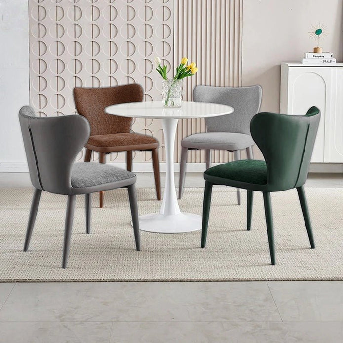 VELLUTO Modern Kitchen Dining Room Chairs Faux Leather Flannel Accent Chairs Metal Vanity Lounge Chair with Back for Living Room Set of 2(Brown) - Image 3