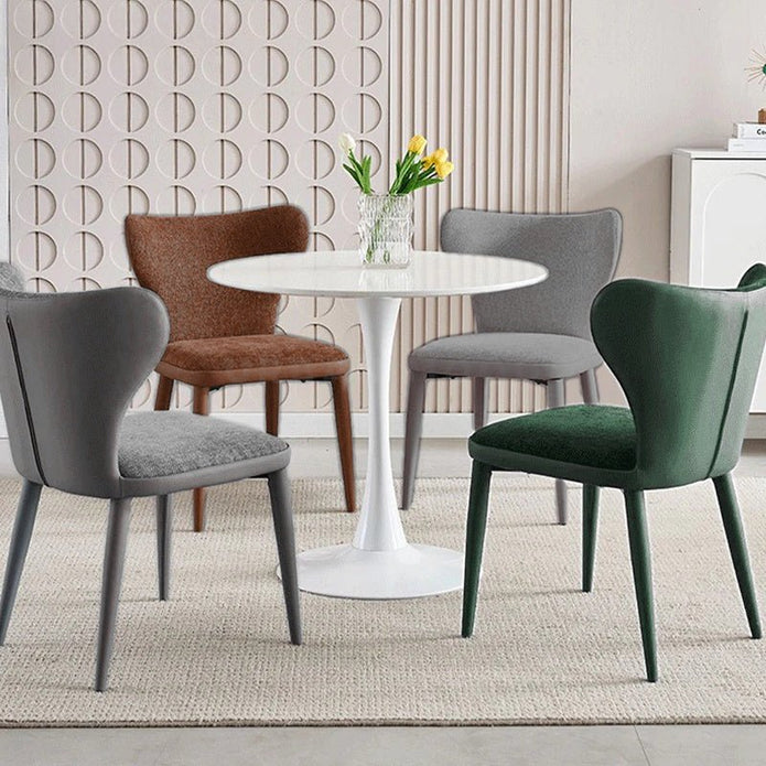 VELLUTO Modern Kitchen Dining Room Chairs Faux Leather Flannel Accent Chairs Metal Vanity Lounge Chair with Back for Living Room Set of 2 (Green) - Image 2