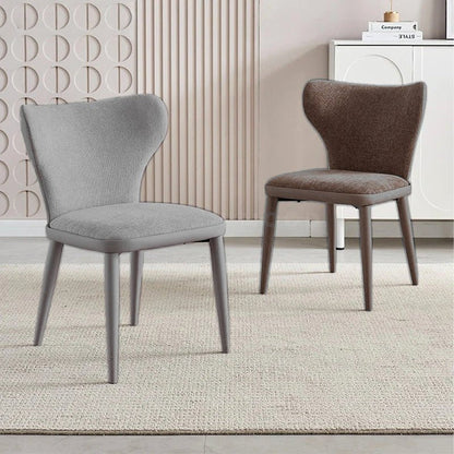 VELLUTO Modern Kitchen Dining Room Chairs Faux Leather Flannel Accent Chairs Metal Vanity Lounge Chair with Back for Living Room Set of 2(Light Grey) - Image 2