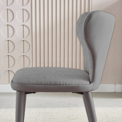 VELLUTO Modern Kitchen Dining Room Chairs Faux Leather Flannel Accent Chairs Metal Vanity Lounge Chair with Back for Living Room Set of 2(Light Grey) - Image 3