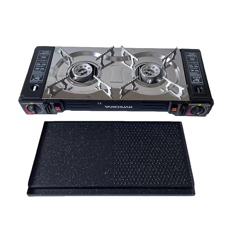 2 Burner Butane Countertop Stove, Portable Adjustable Burners with Carry Case, Portable Camping Stove with Baking Tray - Image 2