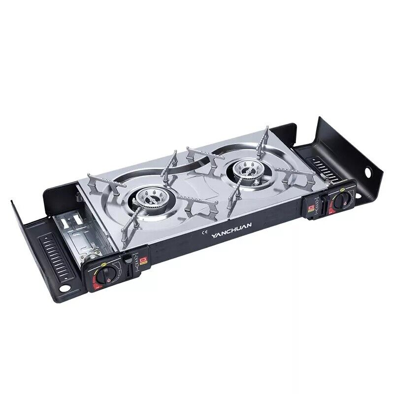 2 Burner Butane Countertop Stove, Portable Adjustable Burners with Carry Case, Portable Camping Stove with Baking Tray - Image 3