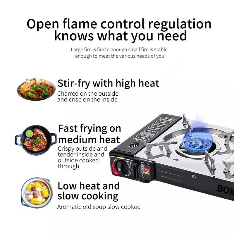 2 Burner Butane Countertop Stove, Portable Adjustable Burners with Carry Case, Portable Camping Stove with Baking Tray - Image 6