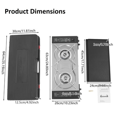 2 Burner Butane Countertop Stove, Portable Adjustable Burners with Carry Case, Portable Camping Stove with Baking Tray - Image 8