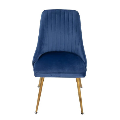 Viva Forever Set of 2 Blue Velvet Dining Chairs – Art Deco Design with Gold Metal Legs - Image 5