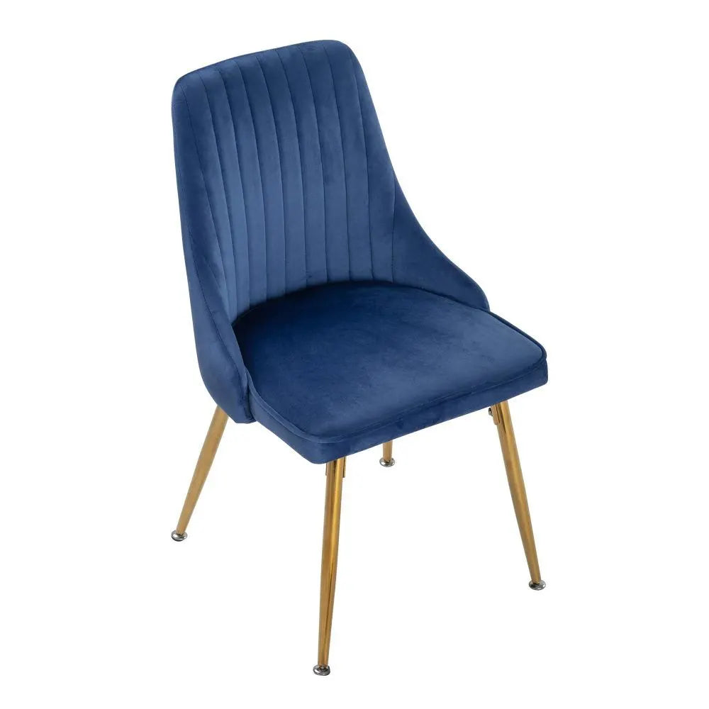 Viva Forever Set of 2 Blue Velvet Dining Chairs – Art Deco Design with Gold Metal Legs - Image 7