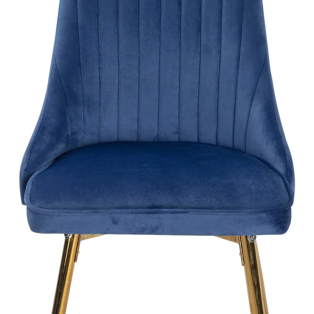 Viva Forever Set of 2 Blue Velvet Dining Chairs – Art Deco Design with Gold Metal Legs - Image 9
