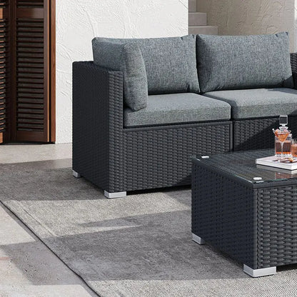 Large Modular Outdoor Ottoman Lounge Set in Black - Image 3