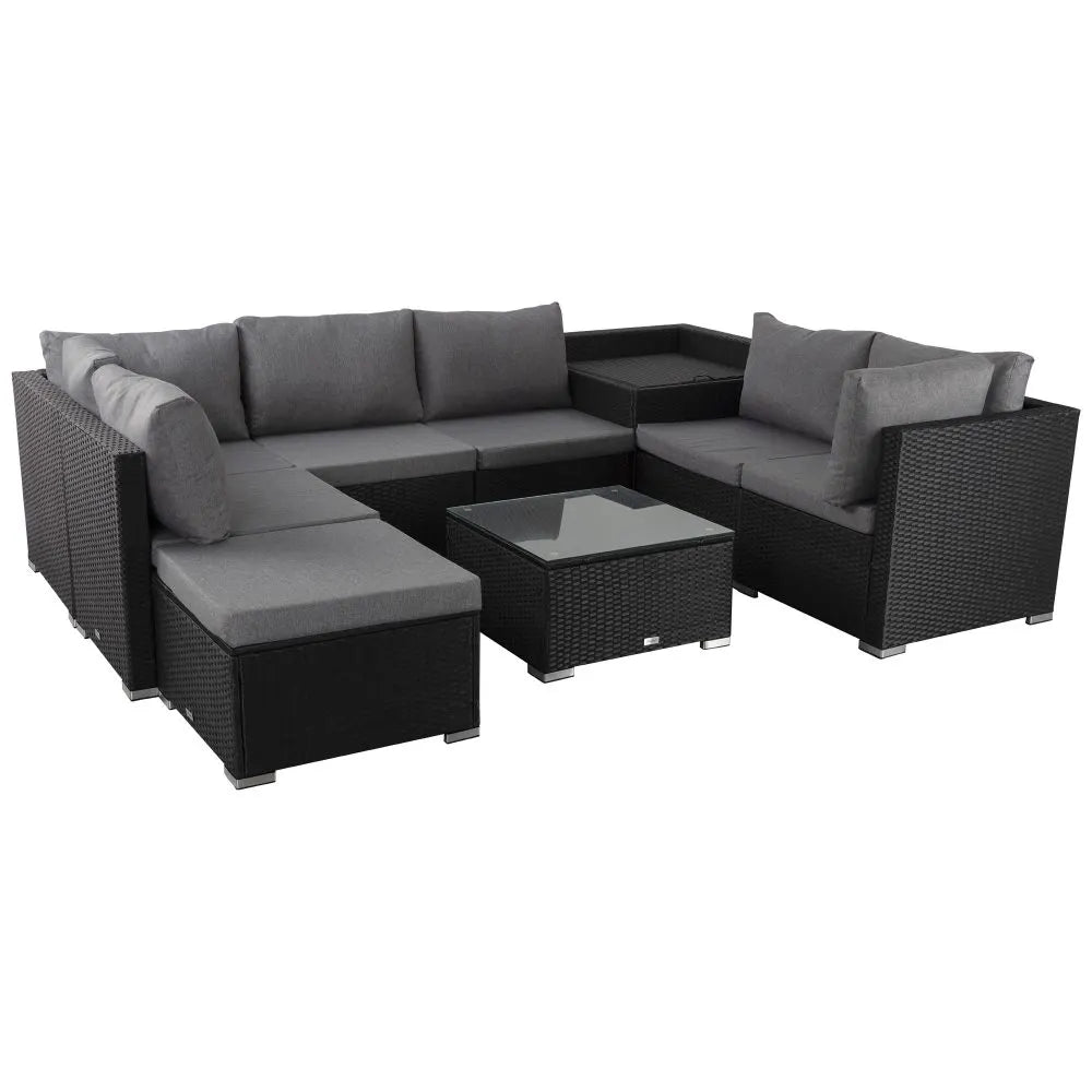 Large Modular Outdoor Ottoman Lounge Set in Black - Image 8