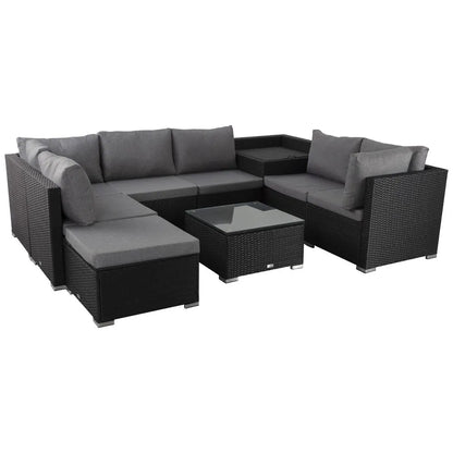 Large Modular Outdoor Ottoman Lounge Set in Black - Image 8