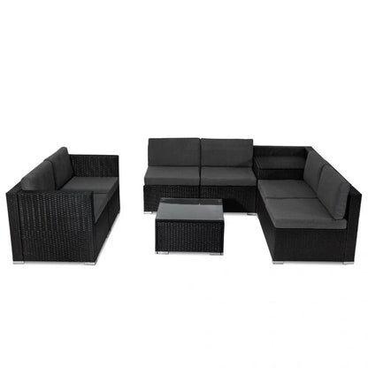 8PCS Outdoor Furniture Modular Lounge Sofa Lizard-Black - Image 9