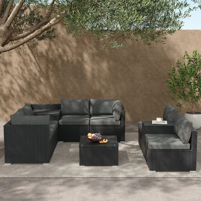 Modular Outdoor Lounge Set-9pcs Sofa, Armchairs and Coffee Table - Image 2