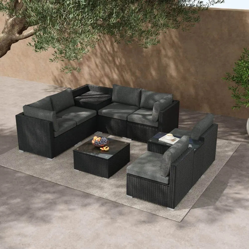 Modular Outdoor Lounge Set-9pcs Sofa, Armchairs and Coffee Table - Image 3
