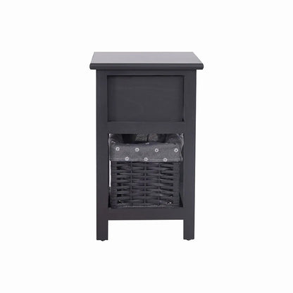 Grey Bedside Table with Wicker Basket - Image 6
