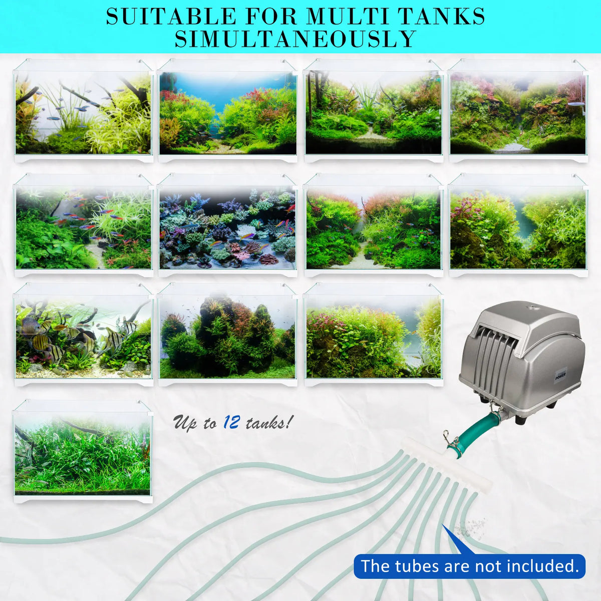 Aquarium Air Pump Oxygen Hydroponic 12 Outlet 4500L/H 65W - Image 4