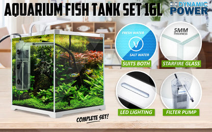 Aquarium Starfire Glass Fish Tank Set Filter Pump 16L - Image 2