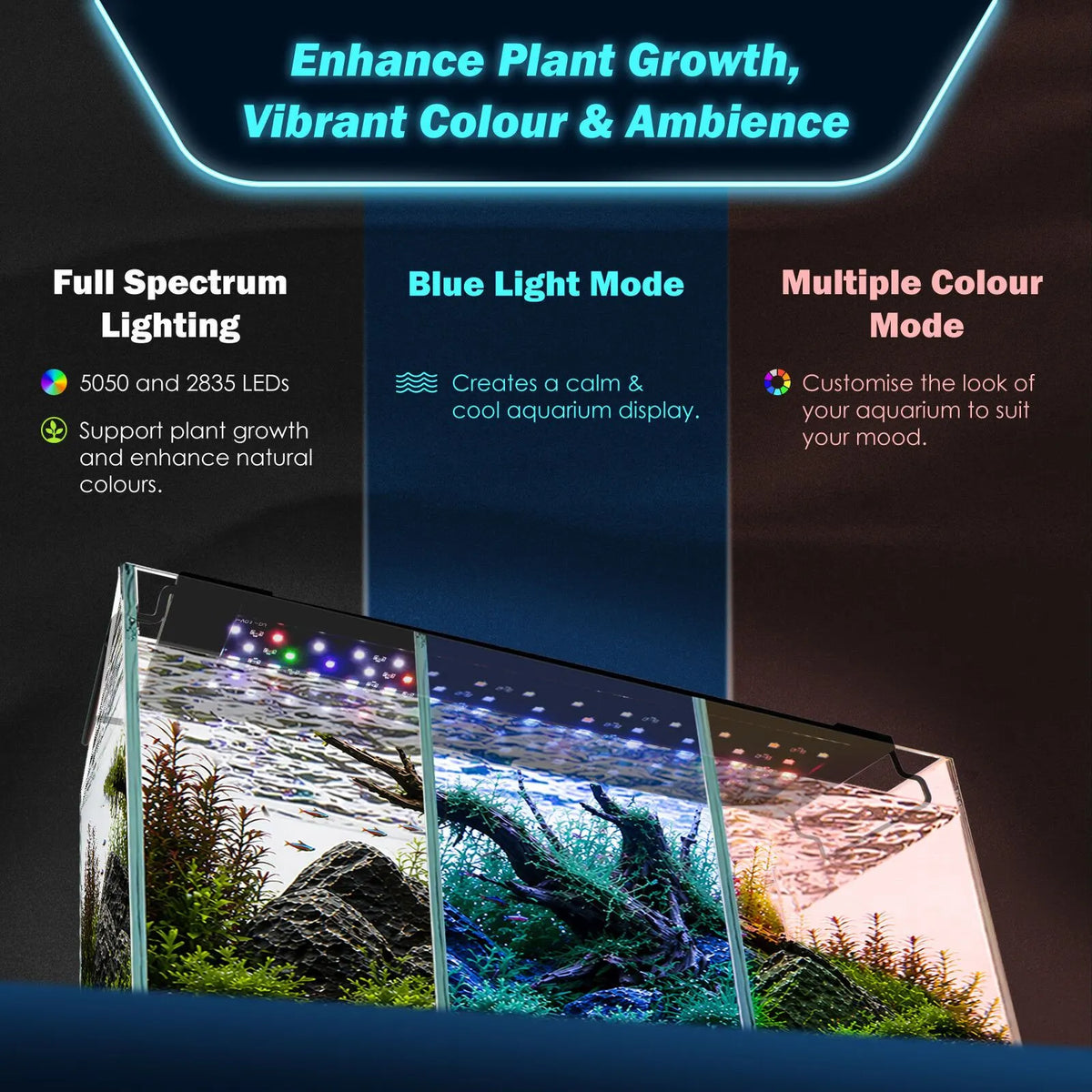 Dynamic Power Planted Aquarium LED Light Day Night Cycle Full Spectrum 12W 26cm  - Image 3