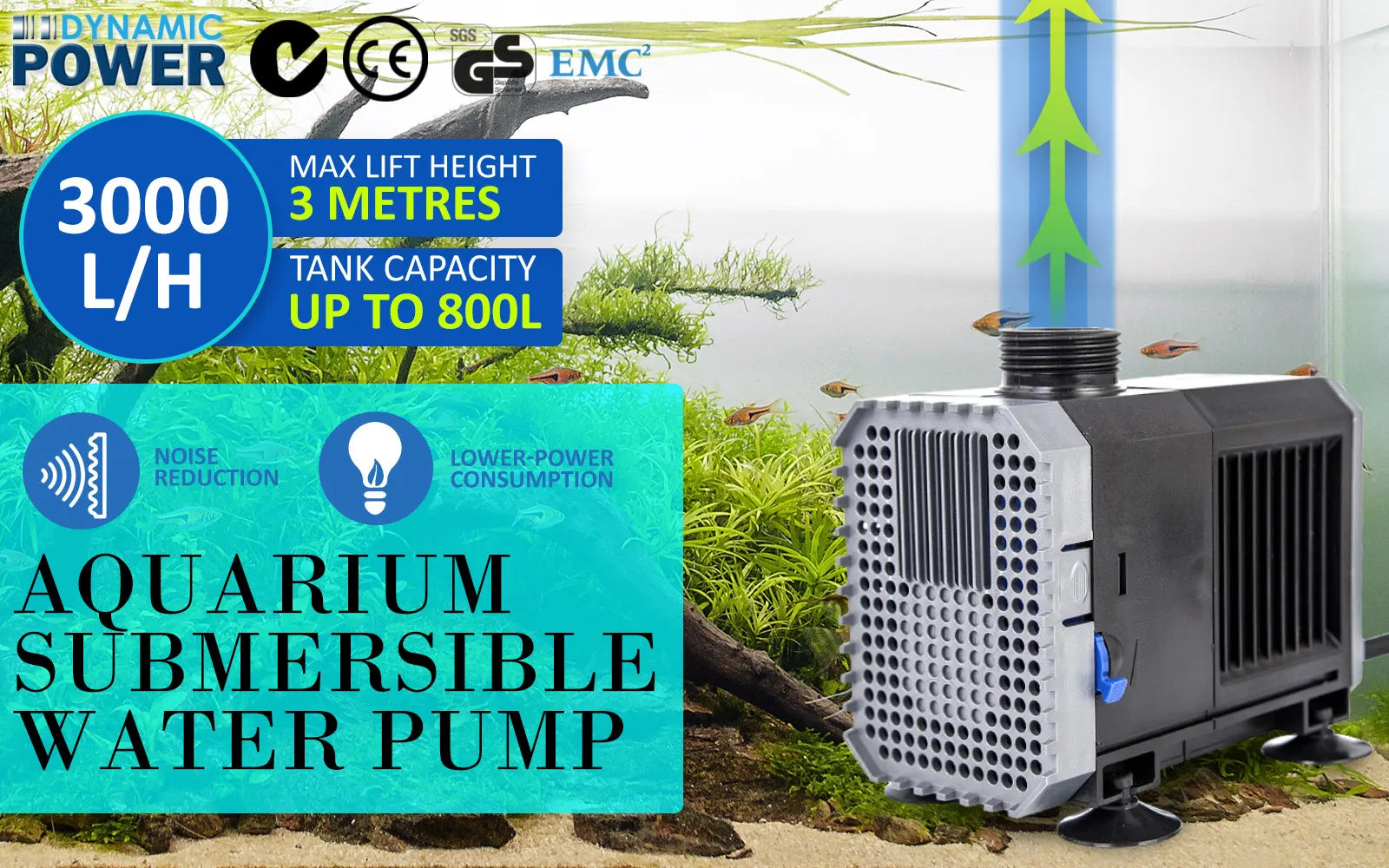Aquarium Submersible Pond Water Pump 3000L/H 55W 3m - Image 2