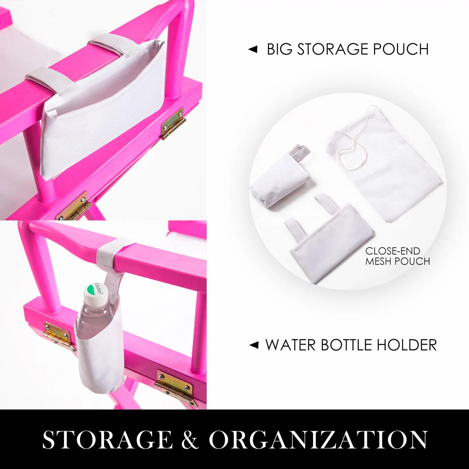 2X Director Movie Folding Tall Chair 76cm PINK HUMOR - Image 4