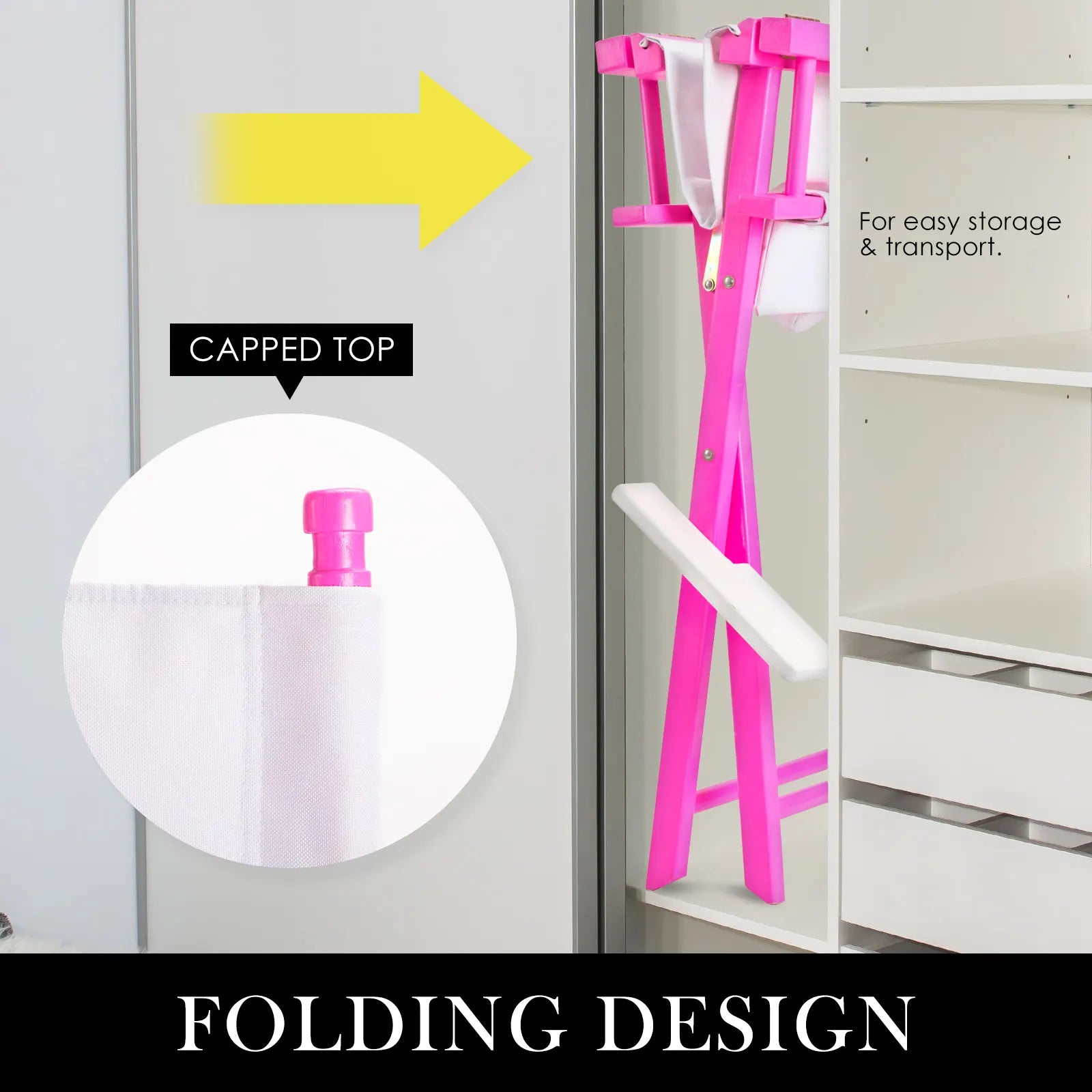 2X Director Movie Folding Tall Chair 76cm PINK HUMOR - Image 7
