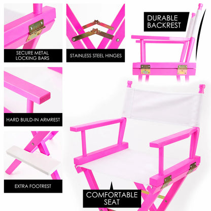 2X Director Movie Folding Tall Chair 76cm PINK HUMOR - Image 8
