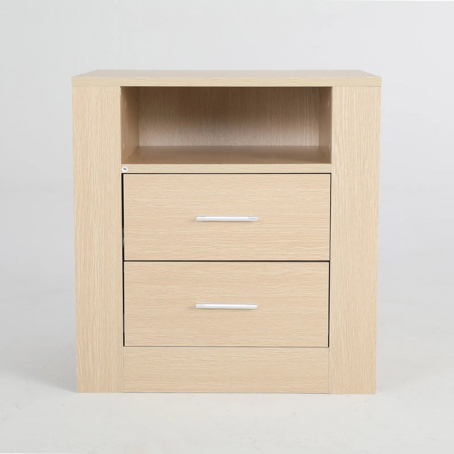 Bedside Table Side Storage Cabinet Nightstand Bedroom 2 Drawer 1 Shelf ZURI OAK - Image 3