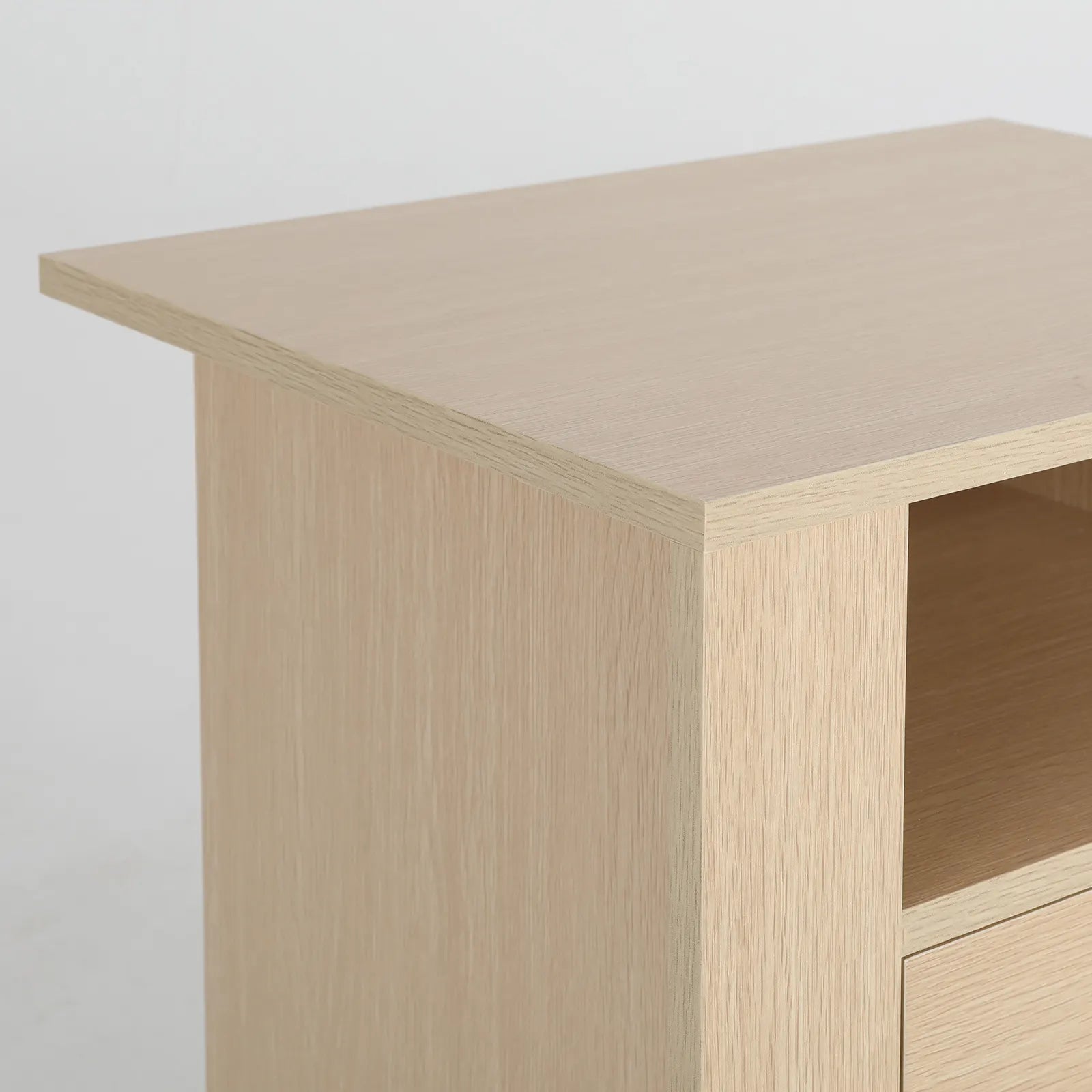 Bedside Table Side Storage Cabinet Nightstand Bedroom 2 Drawer 1 Shelf ZURI OAK - Image 6
