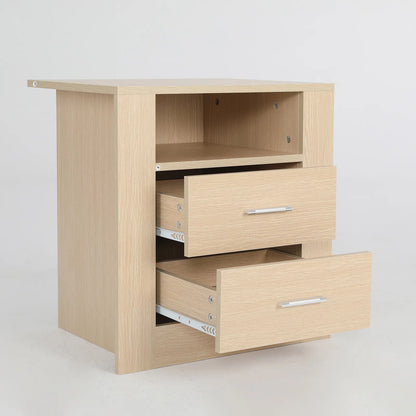 Bedside Table Side Storage Cabinet Nightstand Bedroom 2 Drawer 1 Shelf ZURI OAK - Image 8