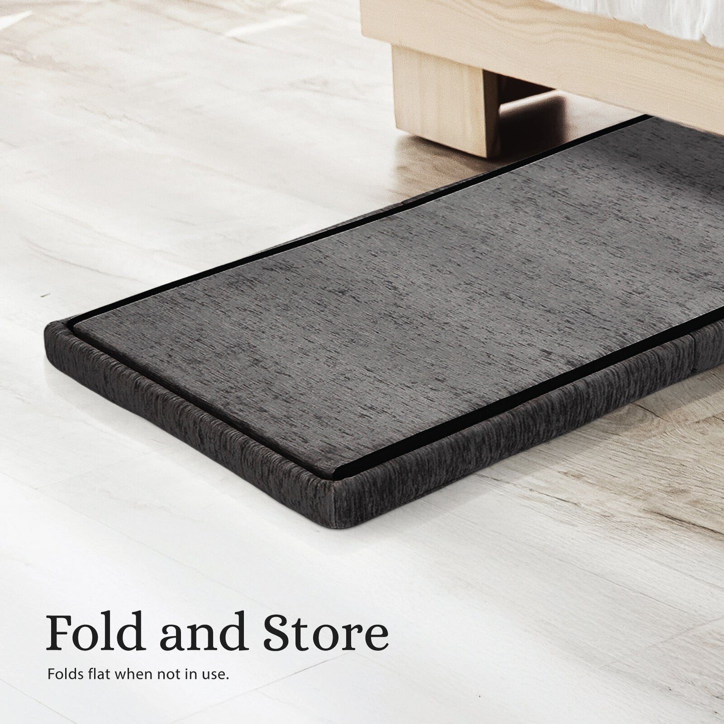 Foldable Storage Ottoman - Flip Lid Side Table Toy Blanket Organiser Seat KIRA BLACK - Image 7
