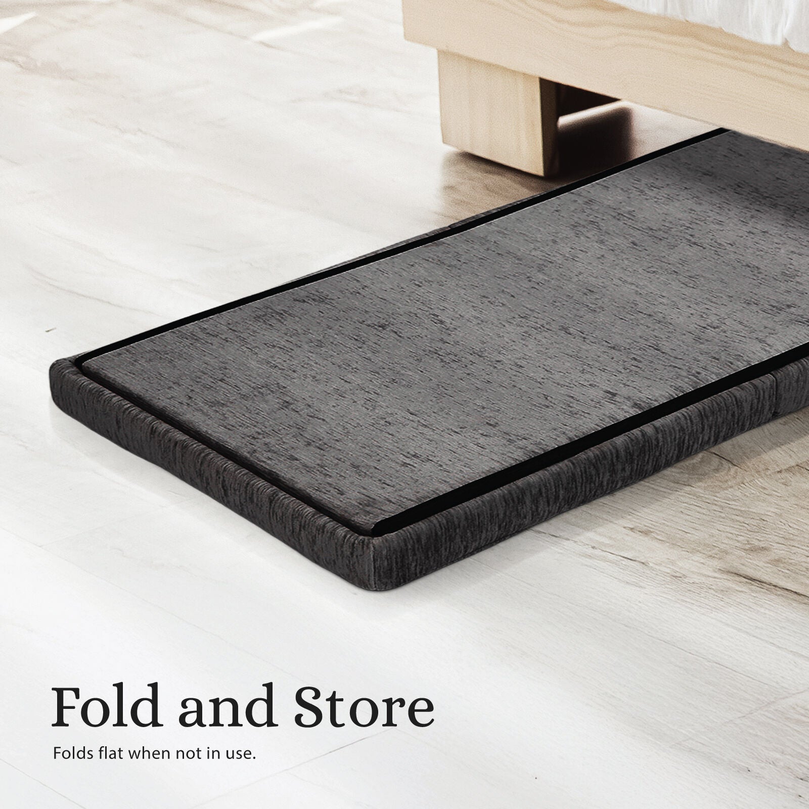 Foldable Storage Ottoman - Flip Lid Side Table Toy Blanket Organiser Seat KIRA BLACK - Image 7