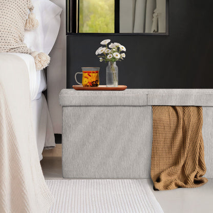 Foldable Storage Ottoman - Flip Lid Side Table Toy Blanket Organiser Seat KIRA GREY - Image 9