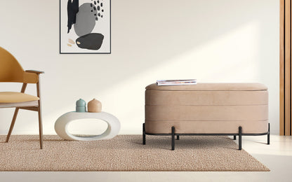 La Bella Coffee Table Storage Ottoman - Velvet Blanket Box Bench DEMI - CAMEL BEIGE - Image 2