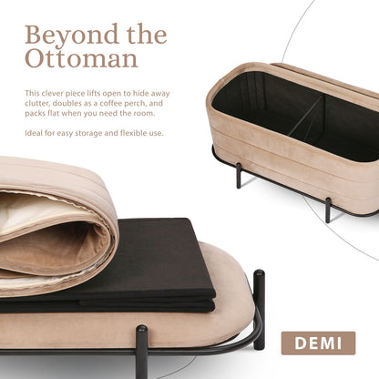 La Bella Coffee Table Storage Ottoman - Velvet Blanket Box Bench DEMI - CAMEL BEIGE - Image 3