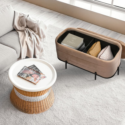 La Bella Coffee Table Storage Ottoman - Velvet Blanket Box Bench DEMI - CAMEL BEIGE - Image 4