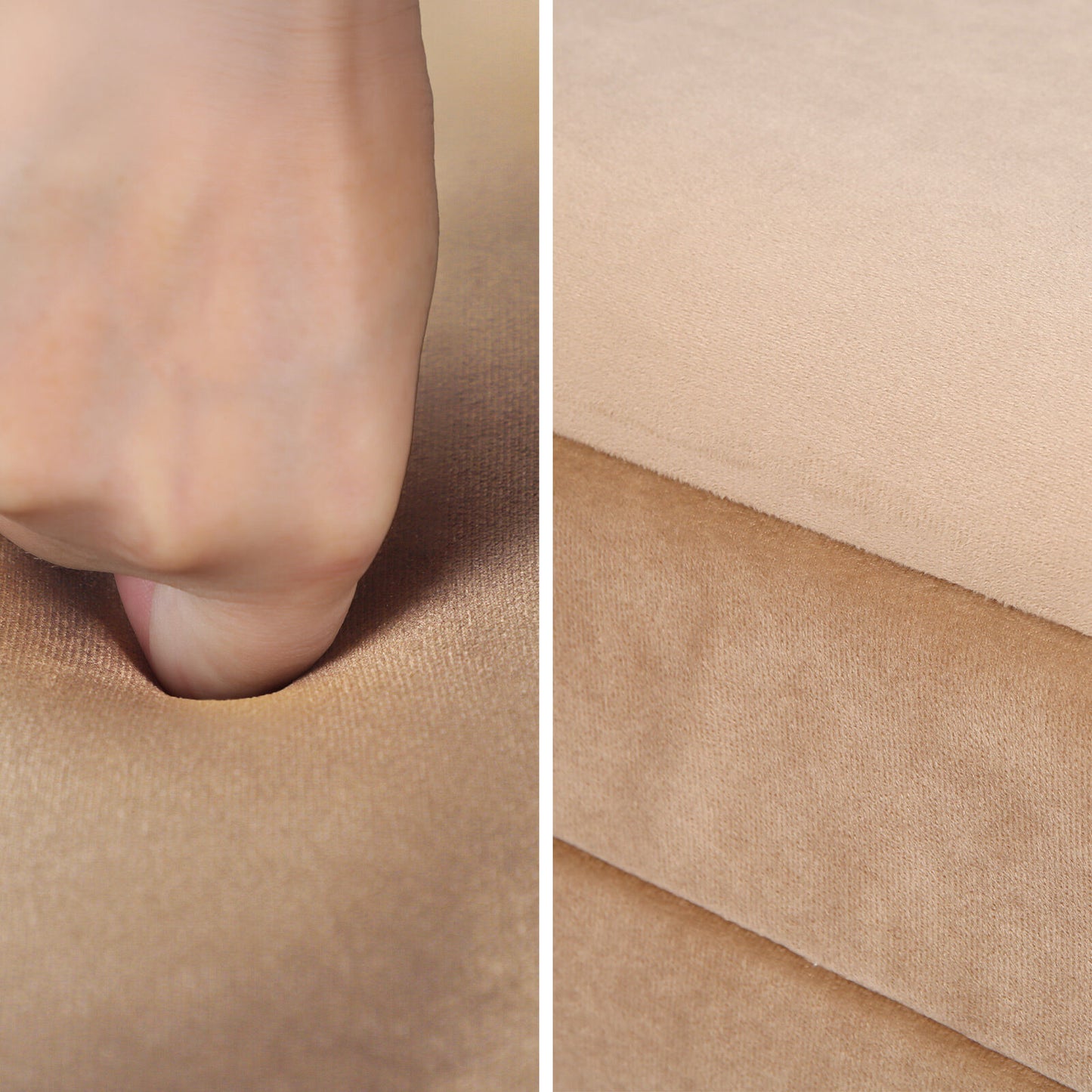 La Bella Coffee Table Storage Ottoman - Velvet Blanket Box Bench DEMI - CAMEL BEIGE - Image 7
