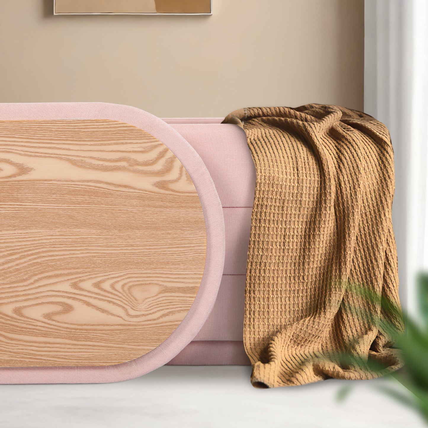 Coffee Table Storage Ottoman - Chenille Fabic Padded Blanket Box Bench CELIA - PINK - Image 8