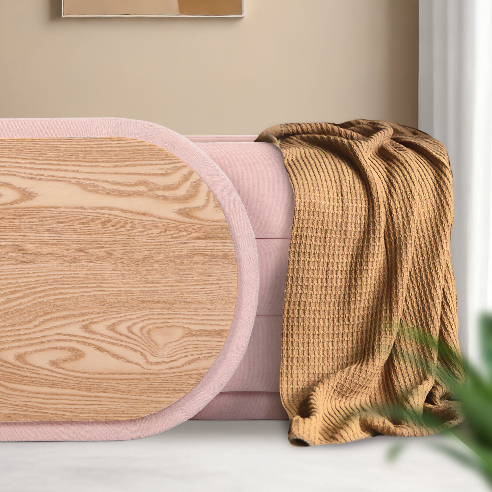 Coffee Table Storage Ottoman - Chenille Fabic Padded Blanket Box Bench CELIA - PINK - Image 8
