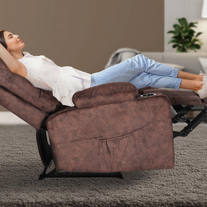 8-Point Electric Massage Recliner Chair - Leathaire Lounge Sofa Armchair AVERY BROWN - Image 3