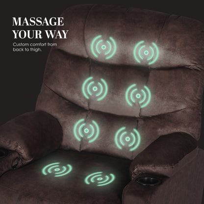 8-Point Electric Massage Recliner Chair - Leathaire Lounge Sofa Armchair AVERY BROWN - Image 5