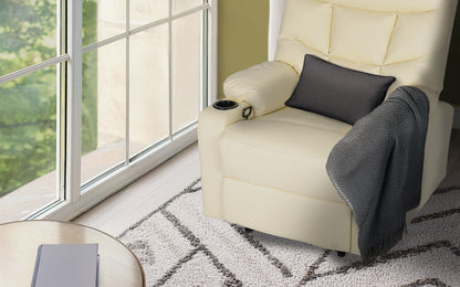 8-Point Electric Massage Recliner Chair - PU Leather Lounge Sofa Armchair ARLEEN BEIGE - Image 2