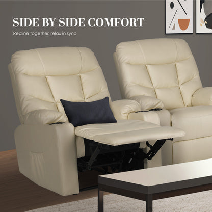8-Point Electric Massage Recliner Chair - PU Leather Lounge Sofa Armchair ARLEEN BEIGE - Image 7